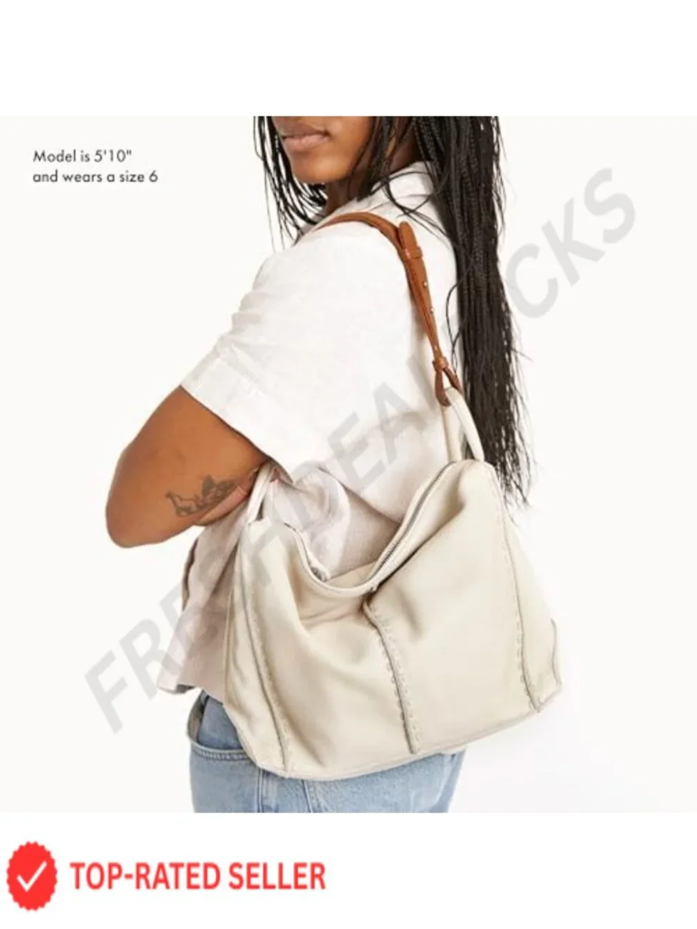 Large Leather Hobo Purse with Zipper Pocket Shoulder Bag Travel Handbag